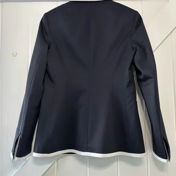 Rag & Bone Redgrave Piped Navy Wool Blend Blazer White Trim 3 Button Preppy 2 - Picture 4 of 8